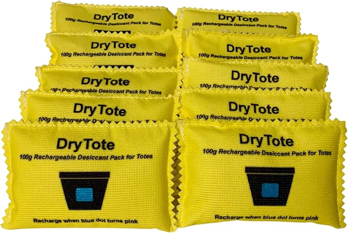 100g Rechargeable Desiccant Pack of 10 - Moisture Absorbing Bag - Silica Gel Desiccant Dehumidifier for Storage Bins and Totes