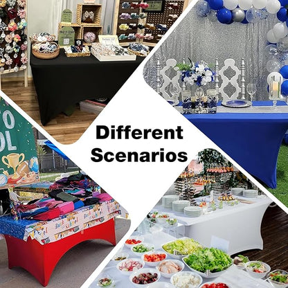 Trlyc 1 Pack 8FT Spandex Table Cloth - 96 x 30 Inch Rectangular Stretch Tablecloth, Wrinkle Resistant Scretch Table Cover for Wedding, Party, Banquet, Picnic, Outdoor Decoration (1Pcs,Royal Blue)