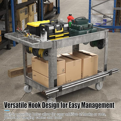 Heavy-Duty Utility Cart Tool Cart, Extra Large Rolling Carts with Storage Handle, Work Cart Service Carts for Garage Warehouse, Workshop, Office, School