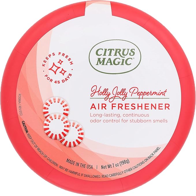 Citrus Magic Holiday Odor Absorbing Solid Air Freshener, Holly Jolly Peppermint, 7-Ounce