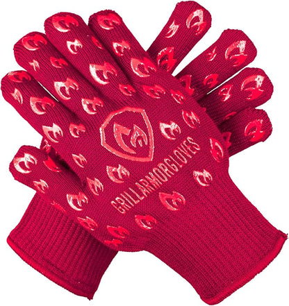 Grill Armor Oven Gloves 932°F Extreme Heat & Cut Resistant Oven Mitts with Fingers for BBQ, Cooking, Grilling, Baking – Accessory for Smoker, Cast Iron, Fire Pit, Camping, Fireplace, Griddle & More