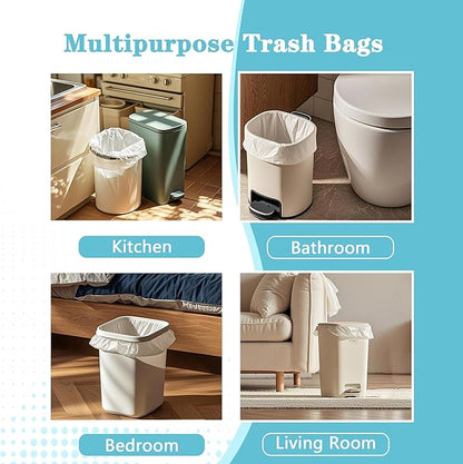 500 Count 5 Gallon Trash Bags, Strong Small Garbage Bags, Bathroom Trash Can Bin Liners, 4-6 Gallon Unscented White Wastebasket Liners for Kitchen Office Toilet and Bedroom