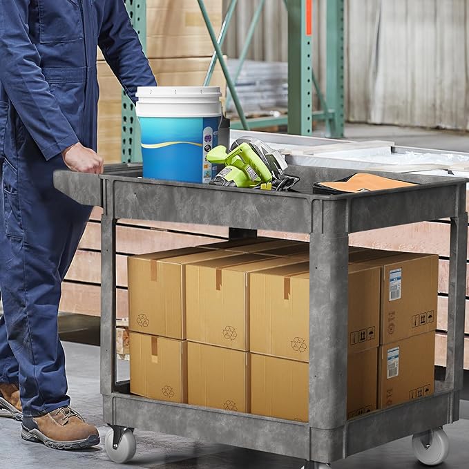 Heavy-Duty Utility Cart Tool Cart, Extra Large Rolling Carts with Storage Handle, Work Cart Service Carts for Garage Warehouse, Workshop, Office, School