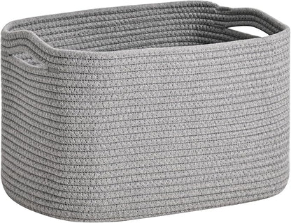 Woven Cotton Rope Storage Basket for Organizing, Cute Decorative Baskets for Gifts Empty, Organizer Bins for Dog Toy, Baby Laundry, 17“×13”×9.5“, Light Grey