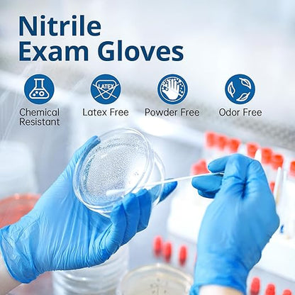 Disposable Nitrile Exam Gloves, Blue, Nitrile Gloves Disposable Latex Free, Medical Gloves, Cleaning Gloves, Food-Safe Rubber Gloves, Powder Free, Non-Sterile, 1000-ct Case (XL)