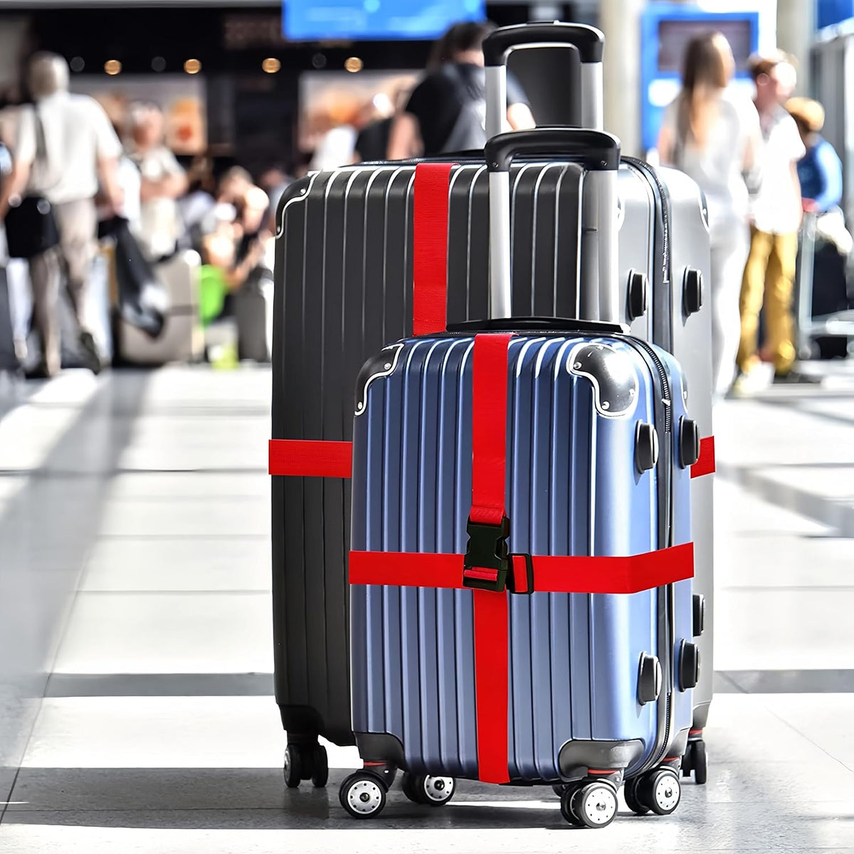Adjustable Heavy-Duty Luggage Straps for Suitcases – Thickened Travel Belts for Carry-On, Checked Bags, and Backpacks – Keep Your Luggage Secure (red)