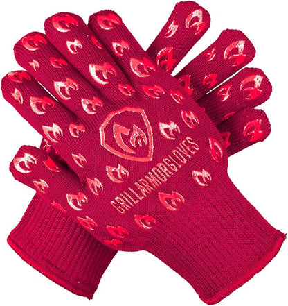 Grill Armor Oven Gloves 932°F Extreme Heat & Cut Resistant Oven Mitts with Fingers for BBQ, Cooking, Grilling, Baking – Accessory for Smoker, Cast Iron, Fire Pit, Camping, Fireplace, Griddle & More