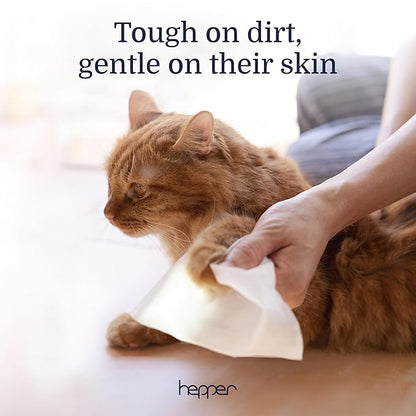 Hepper Wash Wipes - Soft Pet Cleaning Wipes Enriched with Aloe & Cucumber Scent for Waterless Grooming - Ideal for Dogs, Cats & Other Pets - Safe for Puppies & Kittens