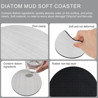 Gray Thin Lines Coasters Set of 6, Absorbent Coasters