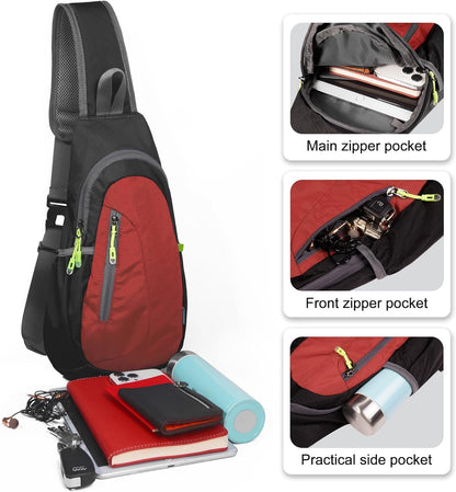 TITECOUGO Small Sling Bag, Lightweight Crossbody Backpack for Men Women, Shoulder Bag for Sports and Outdoor