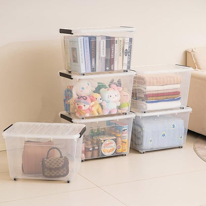 Citylife 82 QT Clear Plastic Storage Bins with Lids Stackable and Nestable Storage Boxes with Lids Large Plastic Storage Containers for Garage, Closet, Kitchen, 2 Packs