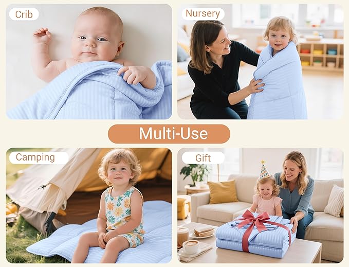 ZPECC Toddler Bedding Set - 4 Piece Hypoallergenic Baby Crib Bedding Set for Boys and Girls, Includes Toddler Comforter, Flat Sheet, Fitted Sheet and Pillowcase, Baby Blue