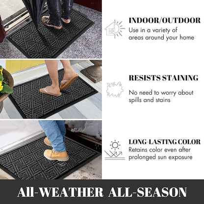 Yimobra Extra Large Door Mat 60x32, All-Weather Waterproof Non-Slip Welcome Matt Outdoor, Heavy Duty Non Slip Doormat for Entryway for Patio and Garage Indoor, Easy Clean, Black