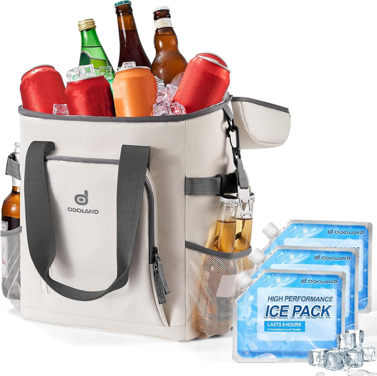 Odoland Cooler Backpack, 30 Cans Insulated Leak-Proof Cooler Bag with Ice Pack for Women and Men, Waterproof Beach Lunch Cooler