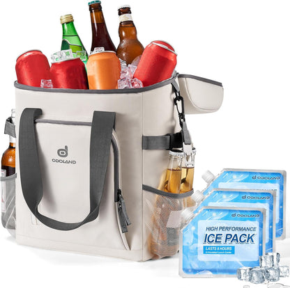 Odoland Cooler Backpack, 30 Cans Insulated Leak-Proof Cooler Bag with Ice Pack for Women and Men, Waterproof Beach Lunch Cooler