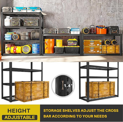 REIBII 40" W Garage Shelving 2240 LBS Storage Shelves Adjustable Metal Shelving Heavy Duty 4 Tier Metal Shelves for Garage Kitchen Pantry Warehouse Basement 40" W × 19.5" D × 59.5" H