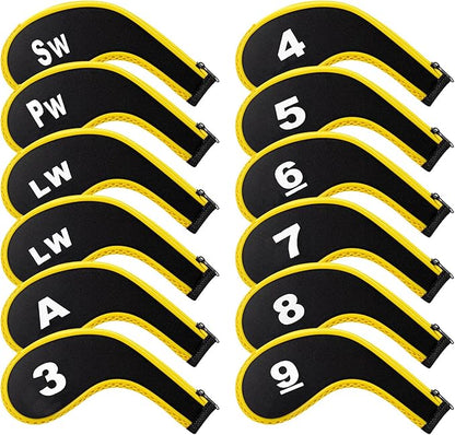 Golf 12pcs Thick Synthetic Golf Iron Head Covers Set Headcover Fit All Brands Callaway Ping Taylormade Cobra Etc. Also Custom Name