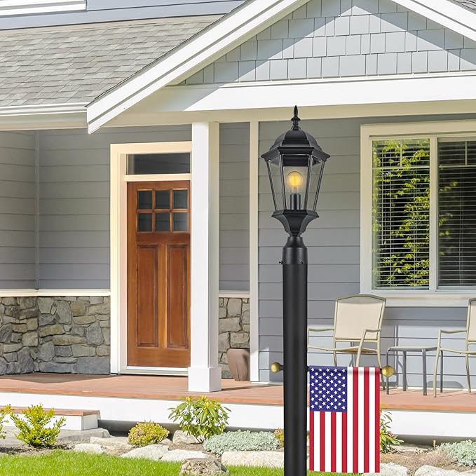Design House 589192-TBK Traditional Oak Creek Outdoor Post Top Light with Clear Glass for Driveways and Porches, Textured Black