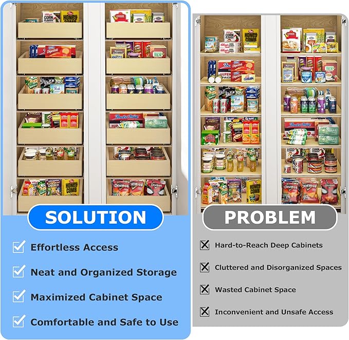 WelFurGeer Soft Close Pull Out Cabinet Organizer, 17" W x 22" D Pull Out Drawers for Cabinets, Space-Saving Cabinet Organizer with Easy Installation, Durable Pullout Drawers for Home & Kitchen