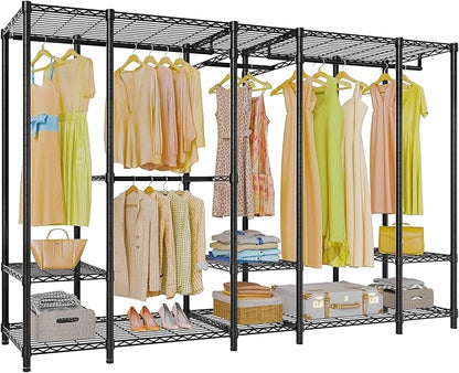 VIPEK V50 Extra Large Portable Closet Rack Bedroom Armoire Freestanding Wardrobe Closet, Heavy Duty Clothes Rack Multi-Functional Metal Clothing Rack for Hanging Clothes, Max Load 1300lbs, Black