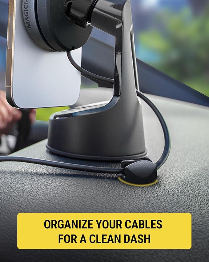 Scosche CMAA2R-6PKRP 6 Pack Adhesive Cable Management Clip Kit in Two Styles, Cord Organizer, Wire Holder for Desk, Nightstand, Phone Charger, Computer, Home, Office, Car, Black