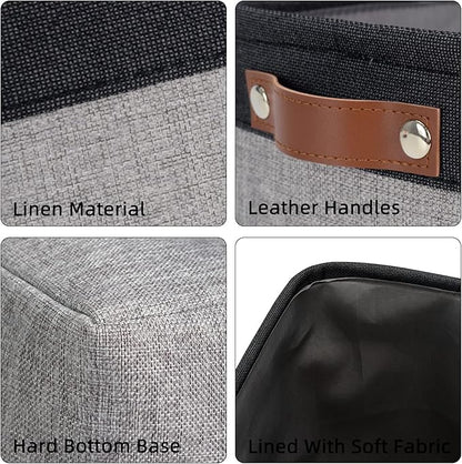 DULLEMELO Cube Basket for Storage, Collapsible Fabric Cube for Organizing, Storage Cube for Closet, Laundry, Nursery, Shelves, Decorative Basket for Gifts Empty (Black&Gray)