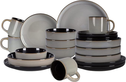 Euro-Nordic Stoneware 20pc Dinnerware Set, Reactive Glaze