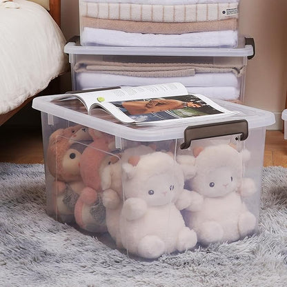 Citylife 6 Packs 69 QT Plastic Storage Bins with Lids Large Stackable Storage Containers for Organizing Clear Storage Box for Garage, Closet, Kitchen