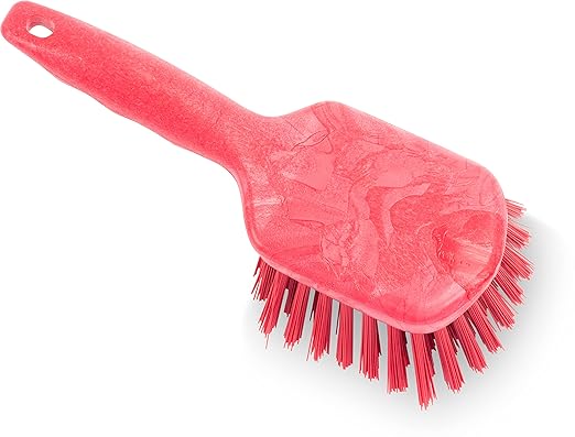 SPARTA 40541EC05 Plastic Scrub Brush, Utility Brush, Kitchen Brush With Hanging Hole For Cleaning, 8 Inches, Red