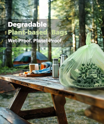 Compostable Trash Bags 8 Gallon with Handle, 30 Liter, 40 Count, AYOTEE Composting Garbage Bags 8 Gallon for Kitchen Food Scrap, Waste Basket Bag，Unscented Medium Trash Can Liners for Office