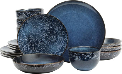 Gibson Elite Matisse 16-Piece Dinnerware Set – Double Bowl Reactive Glaze