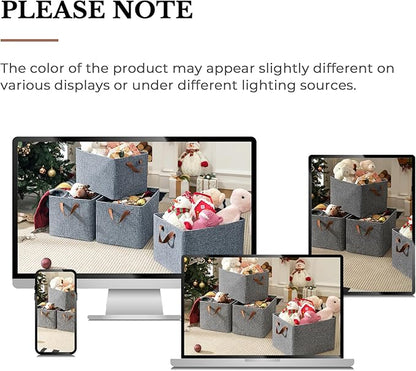GRANNY SAYS Closet Storage Baskets, Collapsible Fabric Storage Bins with Metal Frame, Clothes Organizer Bins, Large Baskets for Shelves, Gray, 4-Pack