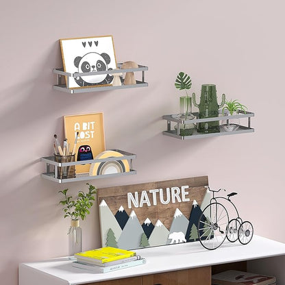 PUSDON Metal Wall Hanging Basket 2 Packs DIY Suitable for Multiple Scenes - Middle Silver Grey Guardrail