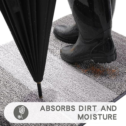 Kitinjoy Indoor Outdoor Door Mat, 32x20 Non-Slip Absorbent Dirt Trapper, Low-Profile Washable Inside Entrance Front Floor Mat, Sturdy Soft Entry Doormats for Entryway, Light Grey