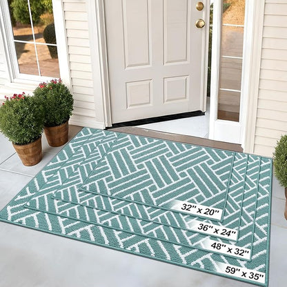 OLANLY Indoor Door Mat, 48x32 Inch, Dirt Resistant and Absorbent, Non-Slip Rubber Backing Floor Mats, Easy Clean Low-Profile Doormat for Entryway, Front Door, and Inside Entrance, Sage Green