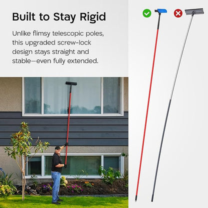 Tyroler Professional Window Squeegee for Home, 12"-110" Long Squeegee for Window Cleaning, 2-in-1 Window Cleaning Squeegee Kit, Indoor & Outdoor Window Cleaner Tool for High Windows & Glass (12"-110")