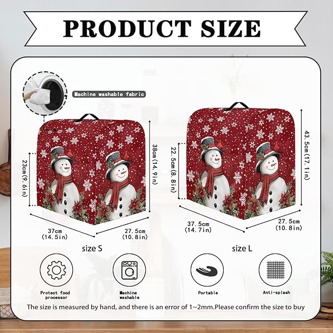 Stand Mixer Cover Dust Covers for 4.5qt-5qt Stand Mixer Protector Compatible with 4.5-5 Quart Kitchen Aid Mixer Christmas Xmas Snowman Snowflake Print