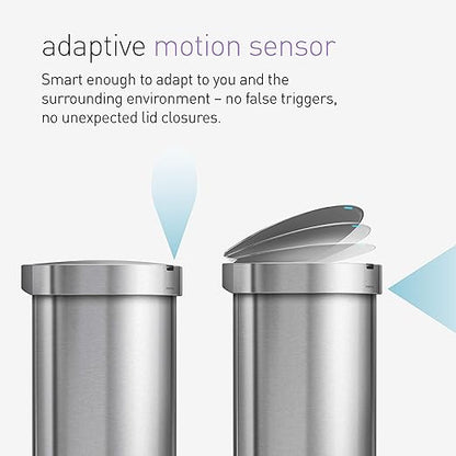 simplehuman 45 Liter / 12 Gallon Semi-Round Automatic Sensor Trash Can, Brushed Stainless Steel