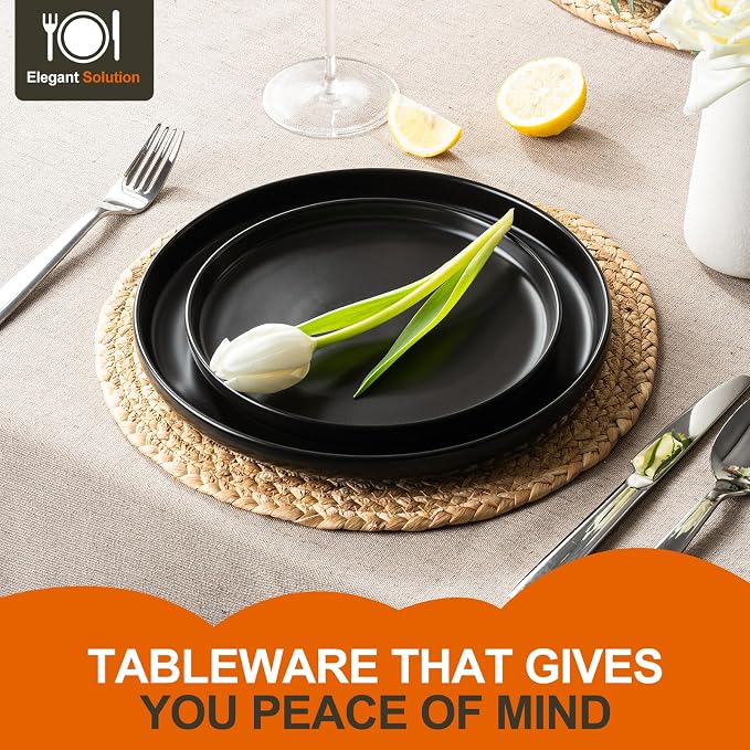 EWFEN Plates and Bowls Sets, 12 Pieces Ceramic Dinnerware Set