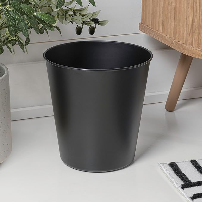 happimess HPM1113A Nolan Modern Classic Smooth Steel 2-Gallon Wastebasket for Home, Bathroom, Living Room, Office, Bedroom, Kitchen, Matte Black