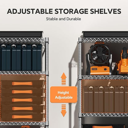 4 Tiers Storage Shelves Load 1400LBS, Metal Shelving Wire Metal Shelving Unit Shelves for Storage Adjustable Garage Shelving for Pantry Kitchen Garage Chrome 17.7" D x 47.3" W x 62.7" H