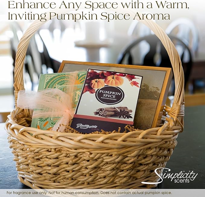 Simplicity Scents Pumpkin Spice Scented Sachets Pack of 3, Fall & Winter - Long-Lasting Scented Bags, Home Fragrance, Air Freshener & Deodorizer for Closet, Room, Drawer, or Cars, Made in USA