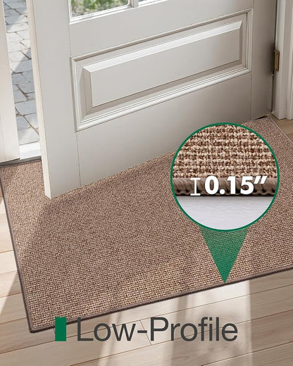 LUMI Indoor Door Mat 36"x59", Ultra Thin Low Profile Non-Slip Doormat for Home Entrance, Absorbent & Stain-Resistant Welcome Mats, Washable Entryway Mat for Front Door, Patio, Porch, Camel