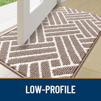 OLANLY Runner Indoor Door Mat, 70x23 Inch, Dirt Resistant and Absorbent, Non-Slip Rubber Backing Floor Mats, Easy Clean Low-Profile Doormat for Entryway, Front Door, and Inside Entrance, Brown