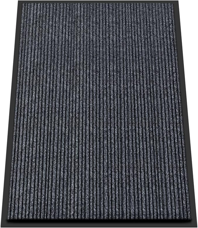 Kuyal Front Door Mat, 3'x4' Indoor Outdoor Entrance Mat, Commercial Floor Mats Inside Outside Entrance, Heavy Duty Durable Welcome Mats, Rubber Backing Non Slip Outdoor Mats for Entryway,Dark Gray