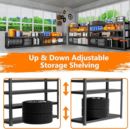 Storage Shelves Heavy Duty 3 PCS, 48"L x 18"W x 72"H Garage Storage Shelves Unit Loads 3700LBS, 5-tier Adjustable Metal Industrial Utility Shelf Rack for Kitchen, Laundry Room, Warehouse, Basement