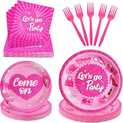 100 Pcs Disposable Let's Go Party Tableware Set