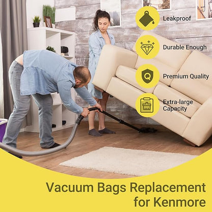 50558 Vacuum Cleaner Bags Replacement for Kenmore Canister Type C/Q 5055, 50555, 50557, 50558 and Pana·sonic Type C-5, C-18, 200 Series, 400 Series, 600 Series, 800 Seires Vacuum - 30 Pack