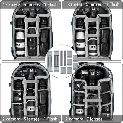 TORIBIO Camera Backpack, Hardshell DSLR Photography Camera Bag, Waterproof Hard Shell Camera Case with Tripod Holder & 15.6" Laptop Compartment Compatible with Canon/Nikon/Sony/DJI Mavic Drone