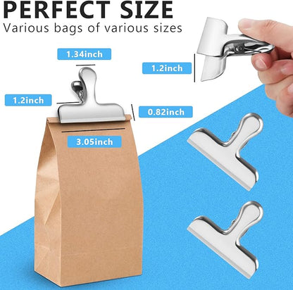 Chip Clips, 8 Pack Stainless Steel Chip Clips, Chip Clips Bag Clips Food Clips, Bag Clips for Food, Clips for Food Packages, Chip Bag Clips - Air Tight Seal, Heavy Duty Snack Clips Kitchen Clips